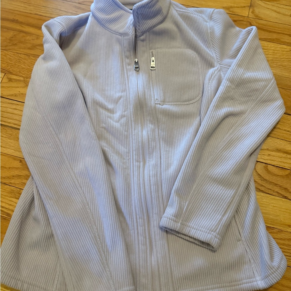 Andrew Marc Ribbed Fleece Zip Jacket Light Purple Neutral Zip Up Small